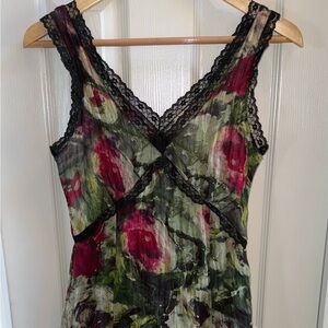 Vintage Dick & Jane Sleeveless Dress S Romantic Floral Indie Soft Grunge Lace